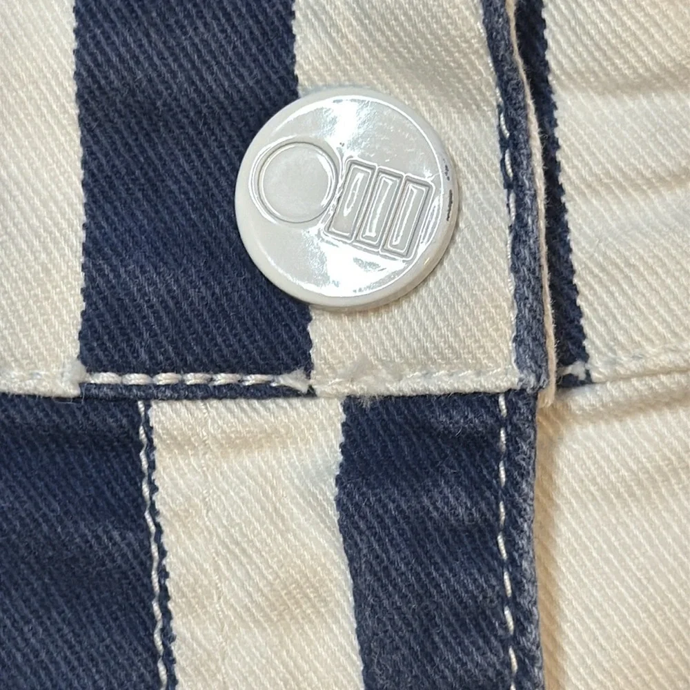 SOLID & STRIPED High Waist Blue and White Shorts - Picture 4 of 5